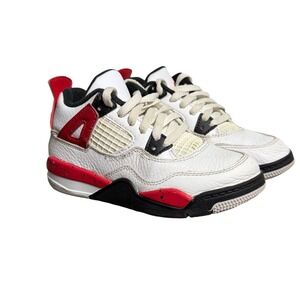 Jordan 4 Retro Red Cement PS White Red Black BQ7669-161 Kids Size 11C
